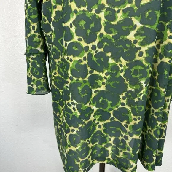 LOGO Layers Lori Goldstein Top Women XL Jade Green Sheer Mesh Tunic Layer Artsy - Picture 5 of 13